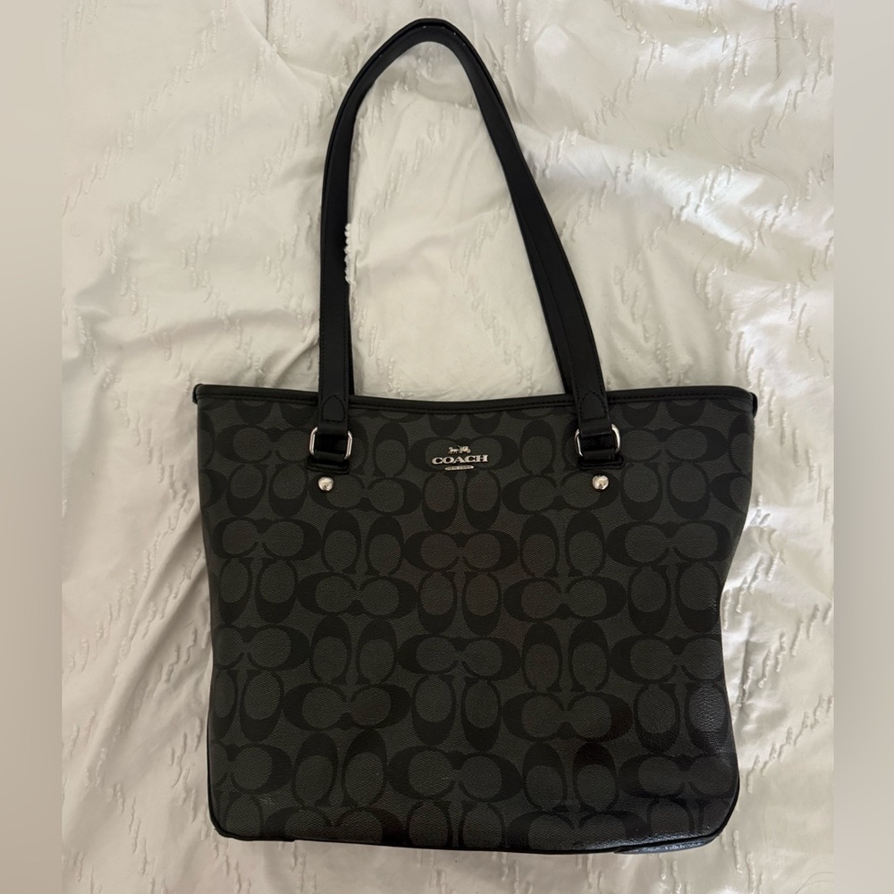 Coach Black and Gray Signature Tote